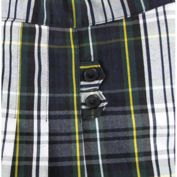 SALE! Plaid Green White Short Mini Skort Skirt - Picture 3 of 4